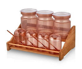 Set recipiente pentru condimente cu suport, Hermia, 619PLS1139, Dishwasher - safe / Microwave - not safe / BPA Free, Maro