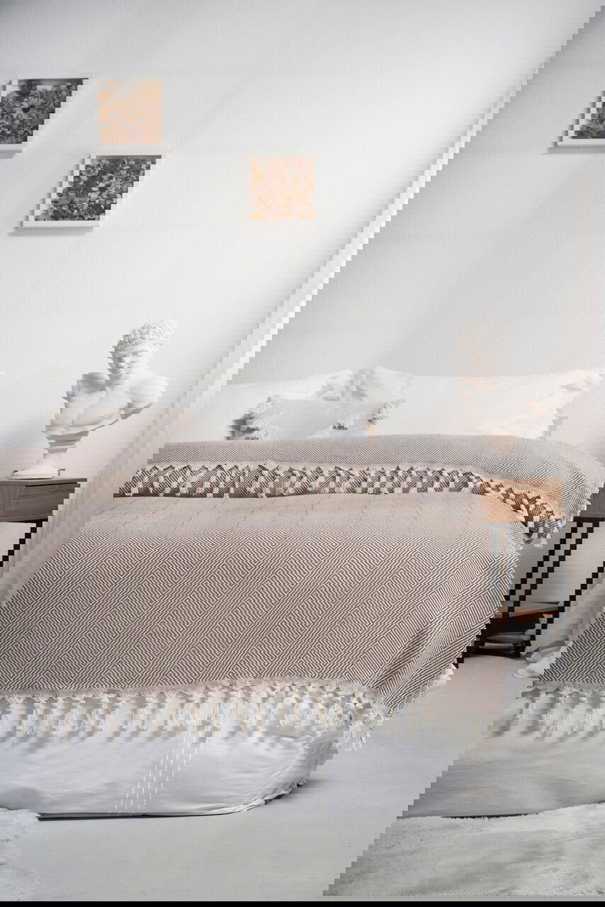 Cuvertura matlasata dubla, Balıksırtı - Brown, ICF Bedroom, Bumbac
