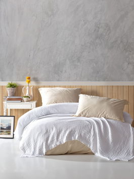 Cuvertura matlasata dubla, Cuenca - White, Viaden, Muselina