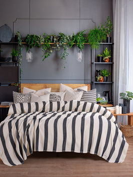 Cuvertura matlasata dubla, Porto - Anthracite, Viaden, Bumbac reciclat