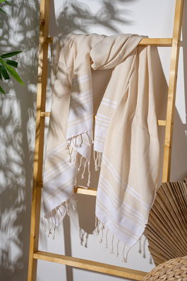 Prosop de plaja, L'essentiel Maison, New Diamond, Ecru