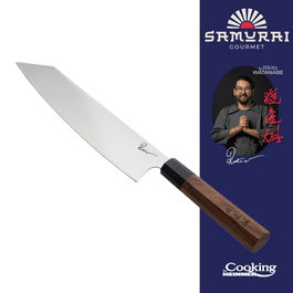 Cutit Gyuto, Samurai Gourmet by Rikito Watanabe si Cooking by Heinner, 23 cm, inox/lemn, maro