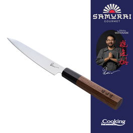 Cutit universal, Samurai Gourmet by Rikito Watanabe si Cooking by Heinner, 13 cm, inox/lemn, maro