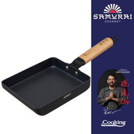 Tigaie Jade, Samurai Gourmet by Rikito Watanabe si Cooking by Heinner, 18x15x3.4 cm, aluminiu, negru/natur