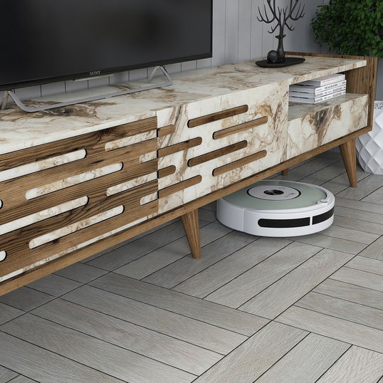 Set mobilier living, Hommy Craft, Valensiya, PAL, Nuc / Alb / Marmură