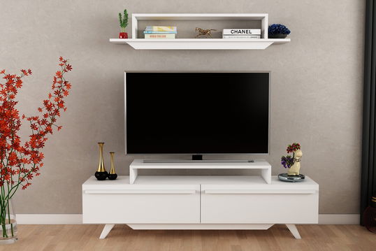 Comoda TV, Coraline, Harmony Unit, 150x49x31 cm, PAL, Alb