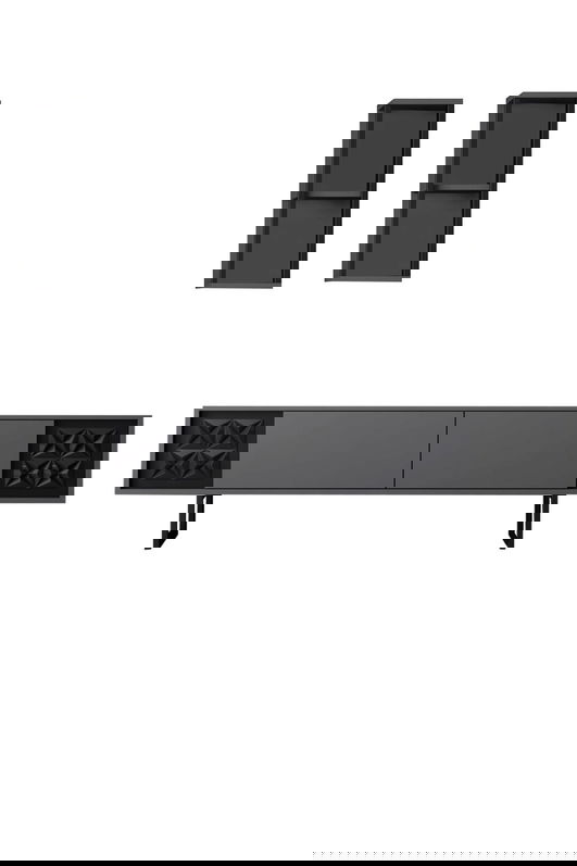 Comoda TV, Bexley, Black Line, 180x30x48 cm, PAL, Antracit / Negru