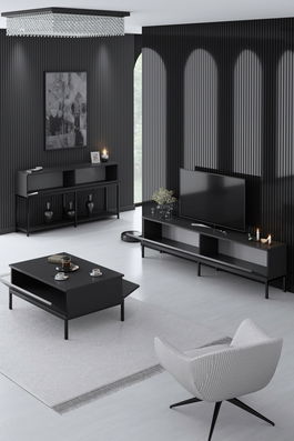 Set mobilier living, Bexley, Lord, PAL, Antracit / Negru