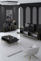 Set mobilier living, Bexley, Lord, PAL, Antracit / Aur