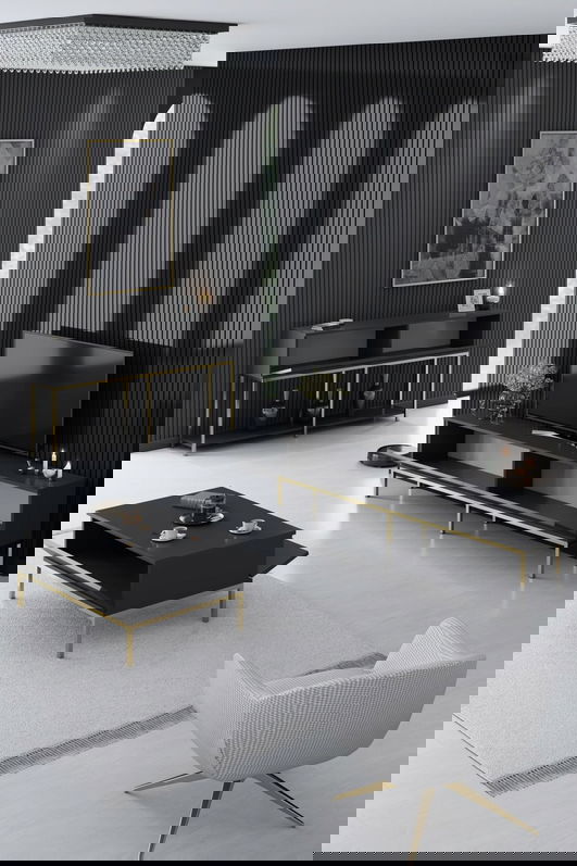 Set mobilier living, Bexley, Lord, PAL, Antracit / Aur