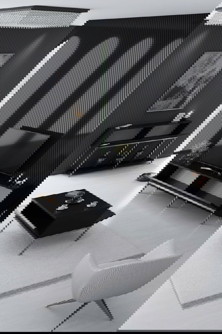 Set mobilier living, Bexley, Lord, PAL, Negru/Argintiu