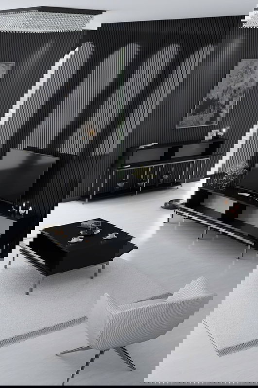 Set mobilier living, Bexley, Lord, PAL, Negru/Argintiu