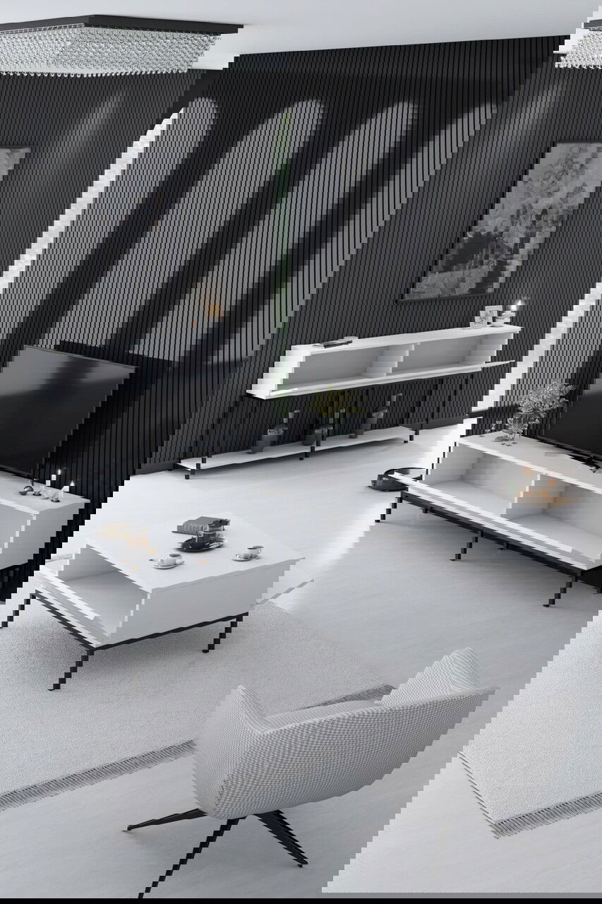 Set mobilier living, Bexley, Lord, PAL, Alb/Negru