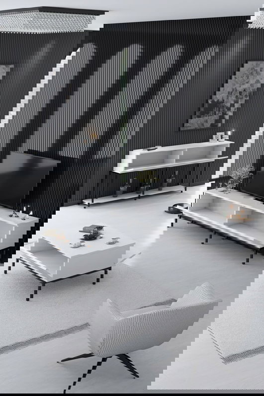 Set mobilier living, Bexley, Lord, PAL, Alb/Negru