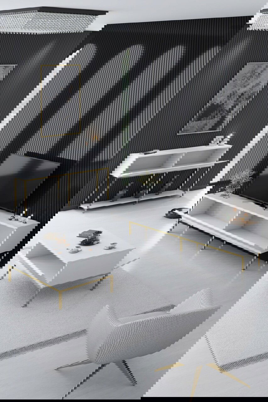 Set mobilier living, Bexley, Lord, PAL, Alb/Auriu