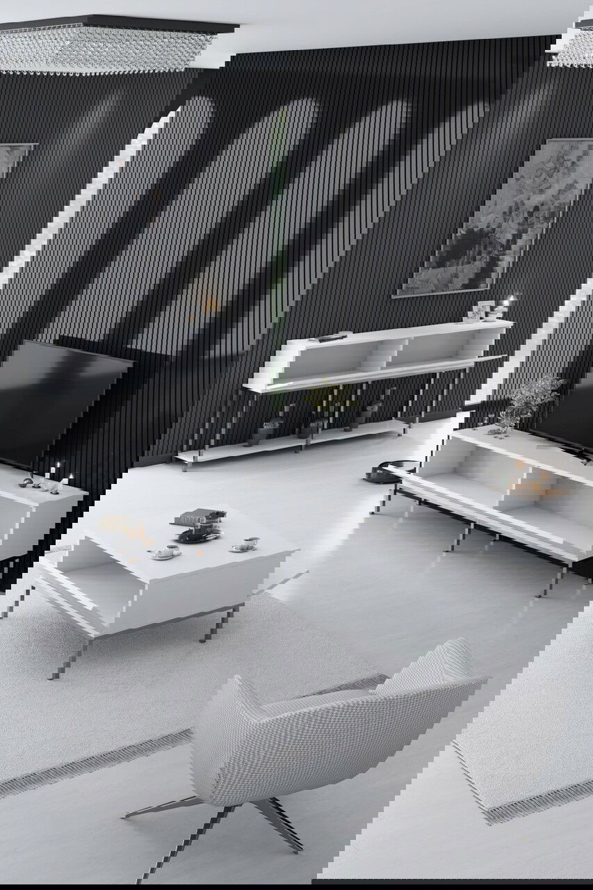 Set mobilier living, Bexley, Lord, PAL, Alb / Argintiu