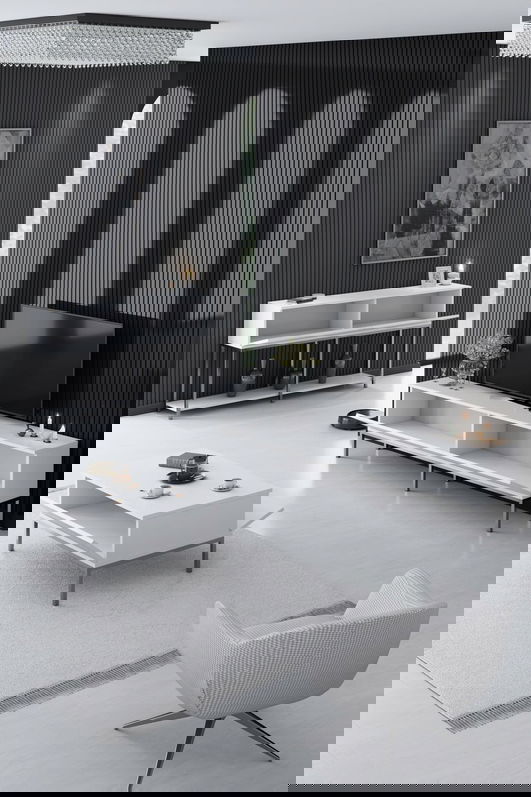 Set mobilier living, Bexley, Lord, PAL, Alb / Argintiu