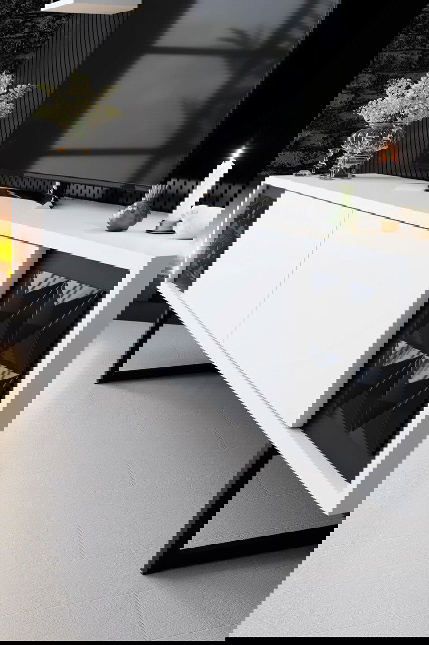 Set mobilier living, Bexley, Black Line Set, PAL, Alb/Negru