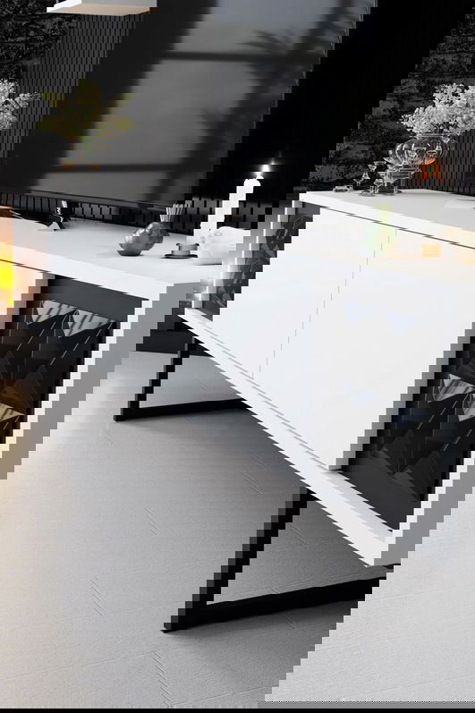 Set mobilier living, Bexley, Black Line Set, PAL, Alb/Negru