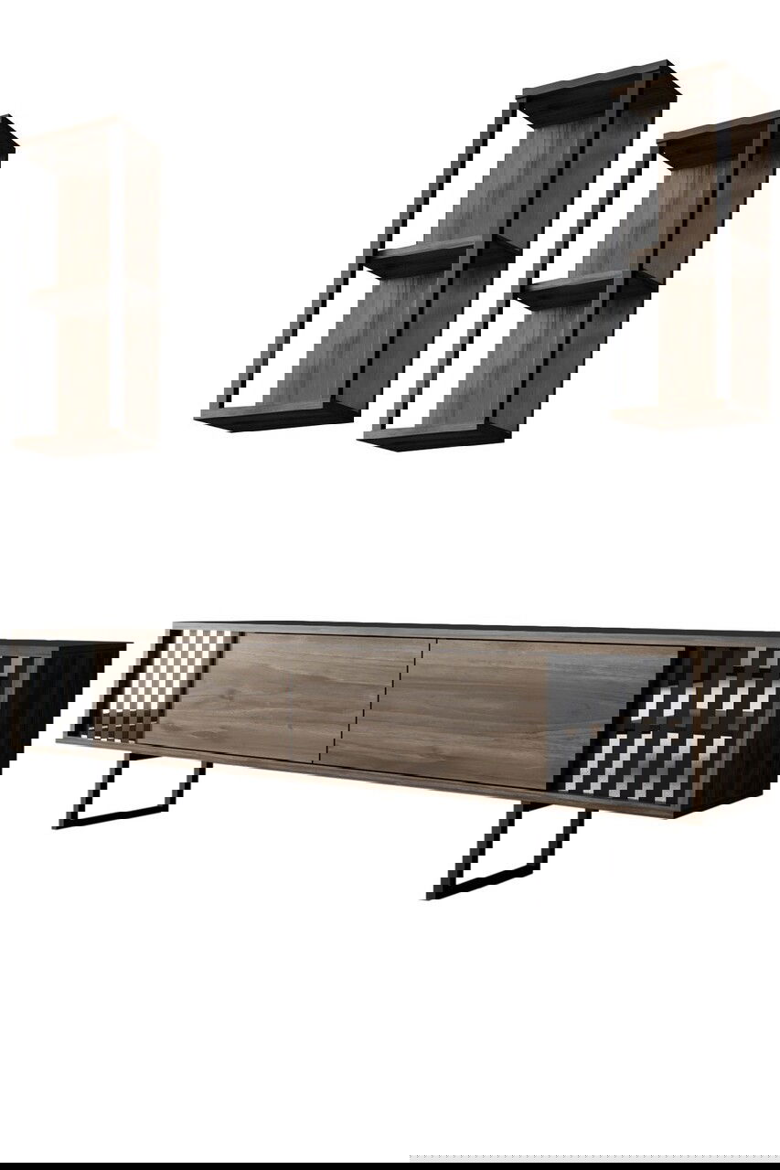 Set mobilier living, Bexley, Chrome Line Set, PAL, Nuc / Negru