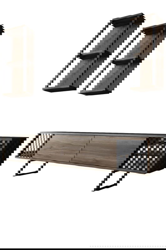 Set mobilier living, Bexley, Chrome Line Set, PAL, Nuc / Negru