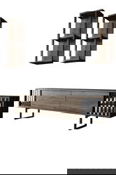 Set mobilier living, Bexley, Chrome Line Set, PAL, Nuc / Negru