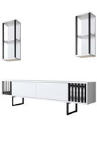 Set mobilier living, Bexley, Chrome Line Set, PAL, Alb/Negru
