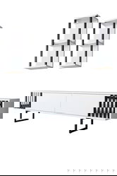 Set mobilier living, Bexley, Chrome Line Set, PAL, Alb/Negru