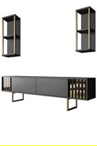 Set mobilier living, Bexley, Gold Line, PAL, Antracit / Aur