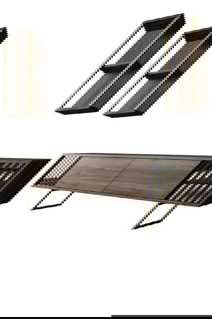 Set mobilier living, Bexley, Gold Line, PAL, Nuc / Negru