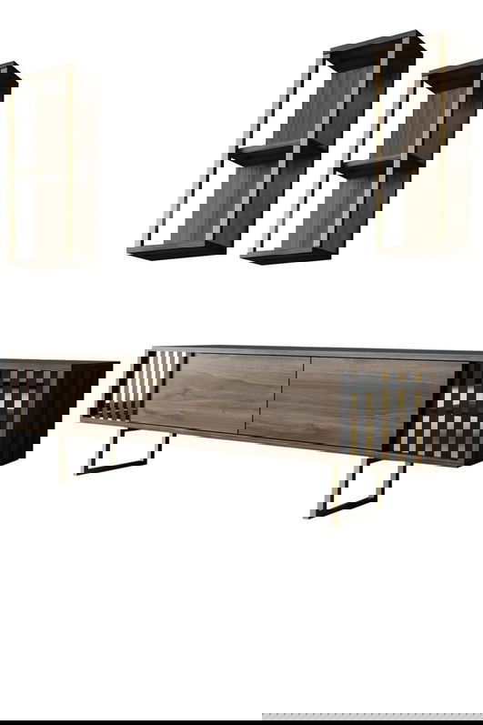 Set mobilier living, Bexley, Gold Line, PAL, Nuc / Negru