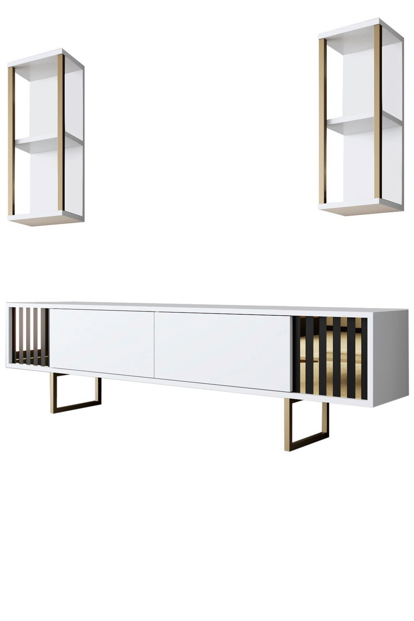 Set mobilier living, Bexley, Gold Line, PAL, Alb/Auriu