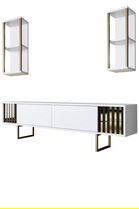 Set mobilier living, Bexley, Gold Line, PAL, Alb/Auriu