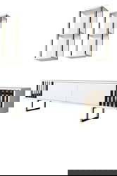 Set mobilier living, Bexley, Gold Line, PAL, Alb/Auriu