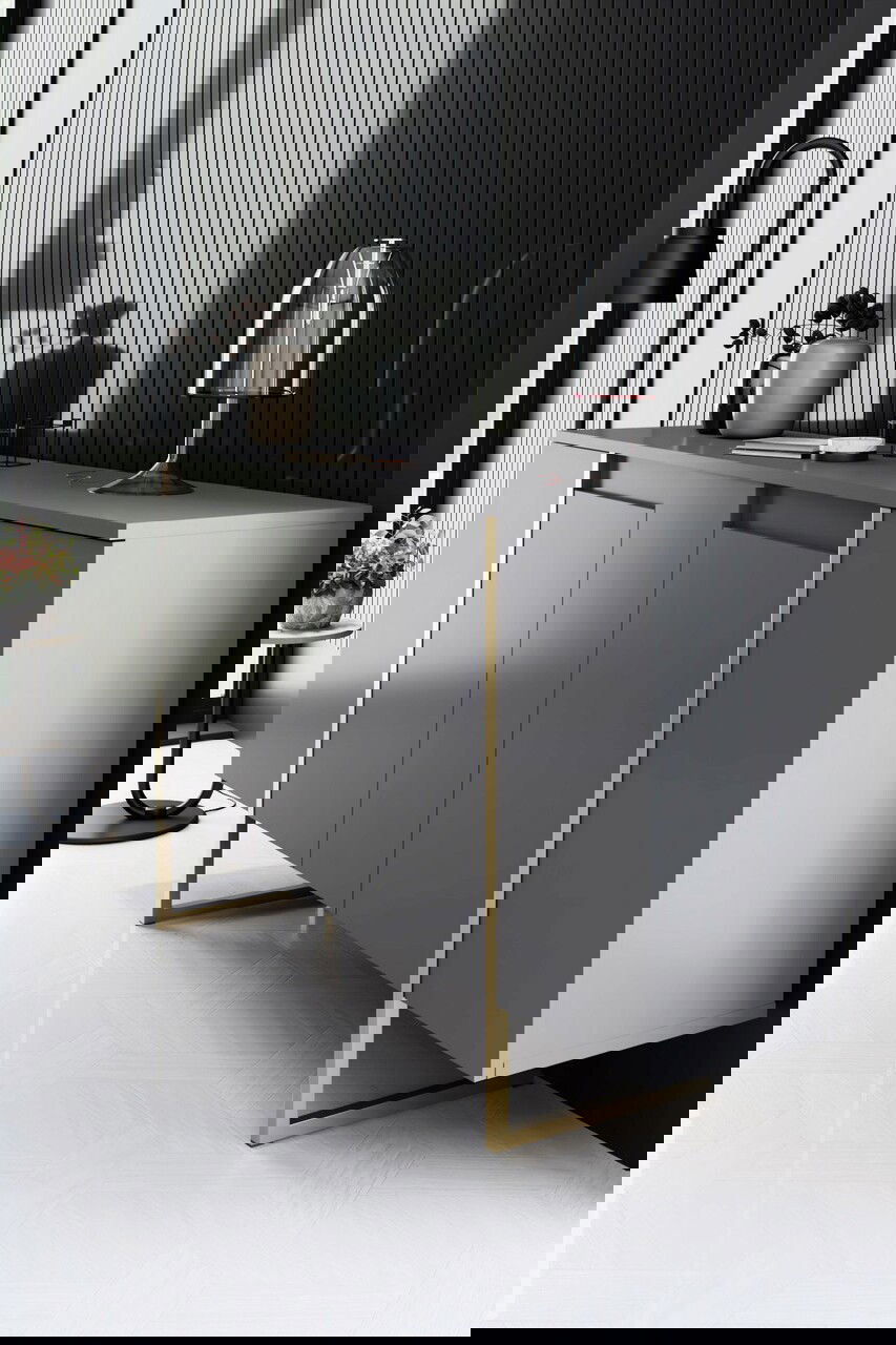 Set mobilier living, Bexley, Luxe, PAL, Antracit / Aur