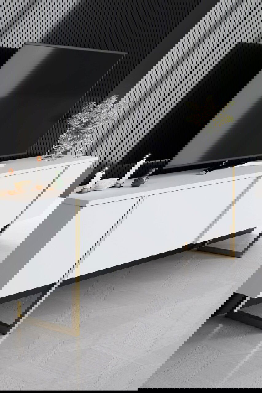 Set mobilier living, Bexley, Luxe, PAL, Alb/Auriu