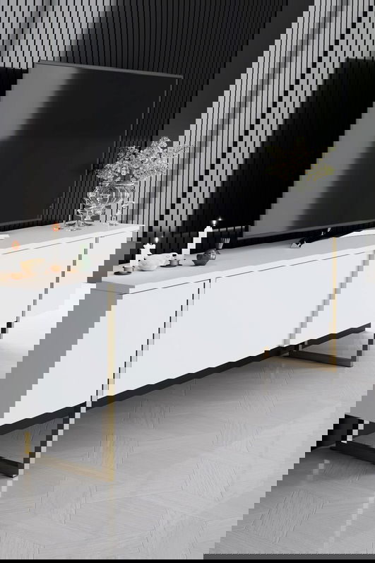 Set mobilier living, Bexley, Luxe, PAL, Alb/Auriu