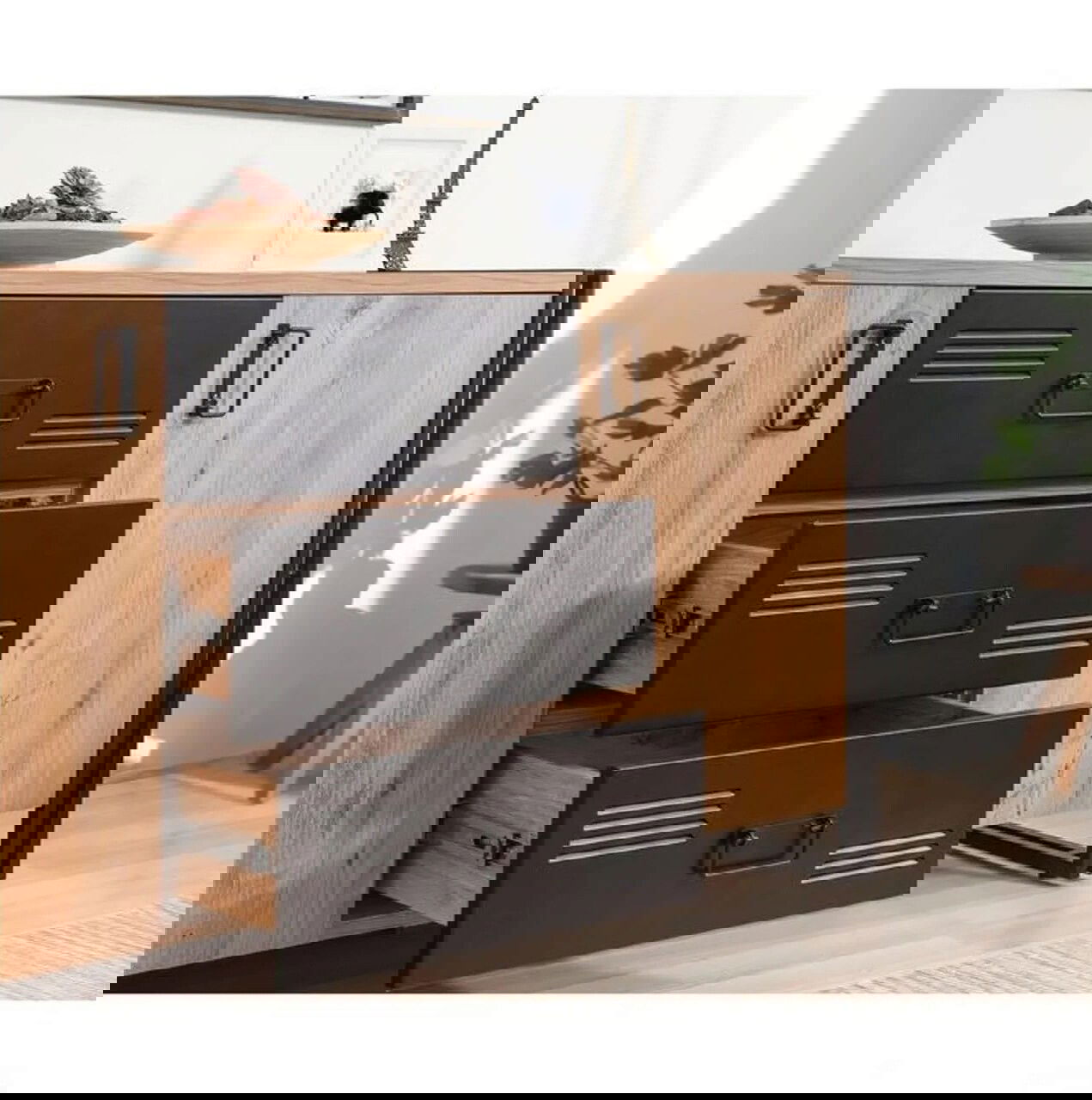 Set mobilier living, Sapphire, COSMO-TKM.1, PAL, Pin Atlantic / Negru