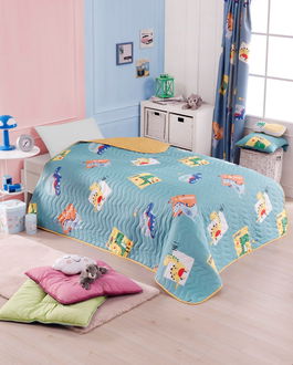 Cuvertura Single 155x200 cm, L'essentiel Maison, Good Dino, 65% bumbac/35% poliester, Verde