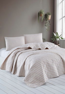 Cuvertura Single 155x200 cm, L'essentiel Maison, Water Yollu Saten, Bumbac;Poliester , Bej