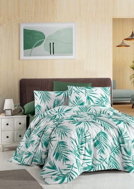 Lenjerie de pat pentru o persoana, L'essentiel Maison, Rana, Verde/Alb