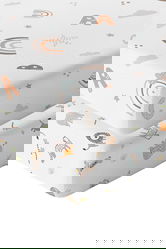 Set cearceaf de pat cu elastic pentru copii, L'essentiel Maison, Jungle Abc, Portocaliu / Maro / Mentă