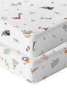 Set cearceaf de pat cu elastic pentru copii, L'essentiel Maison, Jungle Dinozor, Muștar / Maro / Gri