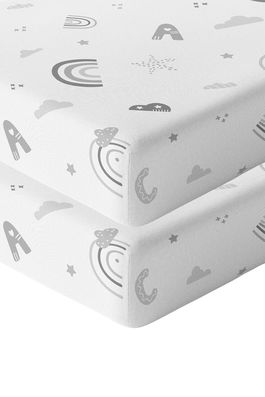 Set cearceaf de pat cu elastic pentru copii, L'essentiel Maison, Abc Abc, Portocaliu / Maro / Mentă