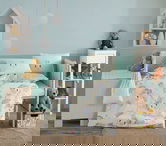 Lenjerie de pat pentru copii 4 piese, L'essentiel Maison, Mila, Crem / Mentă / Mov