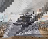 Lenjerie de pat dubla, L'essentiel Maison, Mirabel, Gri/Alb