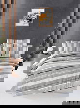 Lenjerie de pat dubla, L'essentiel Maison, Vitali, Gri/Alb