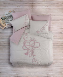 Lenjerie de pat dubla, L'essentiel Maison, Bellini, Roz/Alb