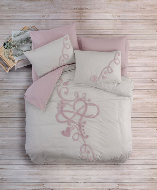 Lenjerie de pat dubla, L'essentiel Maison, Bellini, Roz/Alb