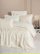 Set lenjerie de pat si cuvertura dubla Ranforce, L'essentiel Maison, Silva, Crem